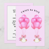 Girl Twins Baby Shower Einladung (Vorne/Hinten)