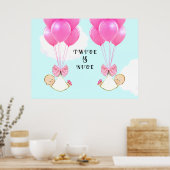 Girl Twins Baby Shower Poster (Küche)