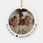 Girl Twins Baptism Photo Keepsake Keramik Ornament (Vorne)