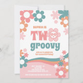 Girl Two Groovy 2. Geburtstag Einladung (Vorderseite)