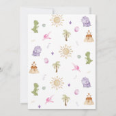 Girl Two Rex Dinosaur 2. Geburtstag Einladung (Rückseite)