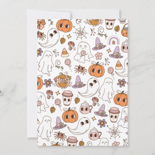 Girl Two Spooky Retro Halloween Einladung (Rückseite)