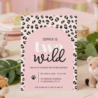 Girl Two Wild 2nd Birthday Invitation Einladung