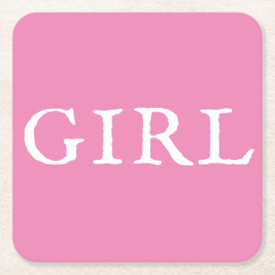 Girl Typografie Pink Baby Girl Babydusche Rechteckiger Pappuntersetzer