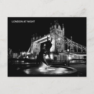 Girl- und Dolphin-Statue und Tower Bridge Postkarte