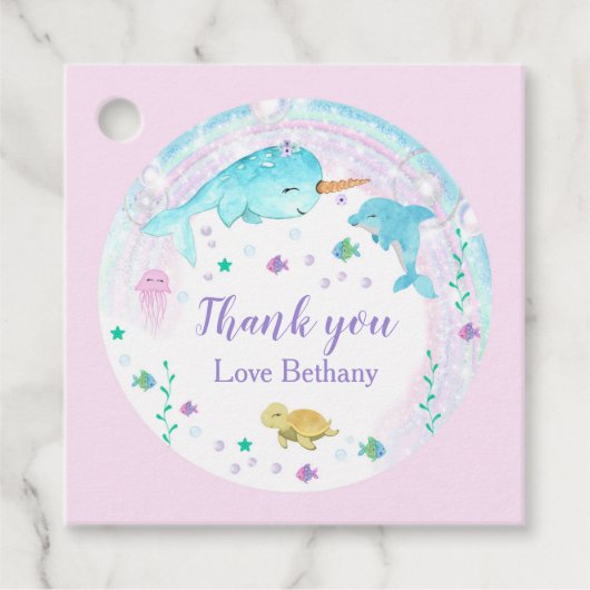 Girl Under the Sea Square Gefältmarken Geschenkanhänger (Vorderseite)