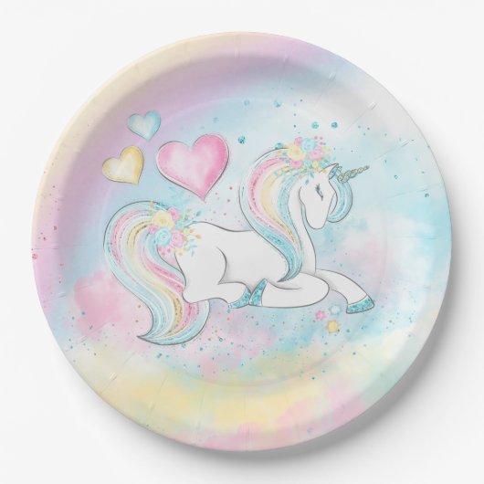 Girl Unicorn Baby Duschpapier Teller (Vorderseite)