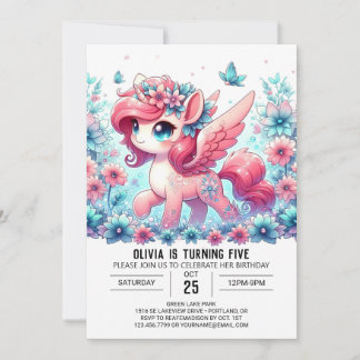 Girl Unicorn Digital Geburtstag Einladung