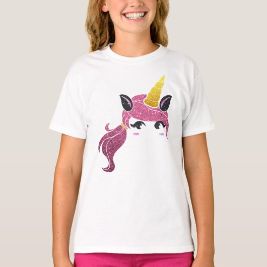 Girl Unicorn Langhaartee T-Shirt (Vorderseite)