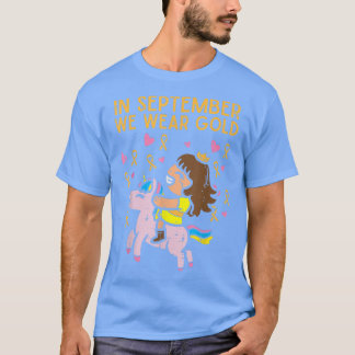 Girl Unicorn September Wear Gold Childhood Cancer T-Shirt