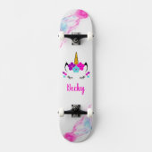 Girl Unicorn Skateboard mit Namen (Vorderseite)