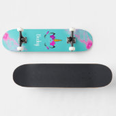 Girl Unicorn Skateboard mit Namen (Horizontal)