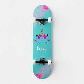 Girl Unicorn Skateboard mit Namen