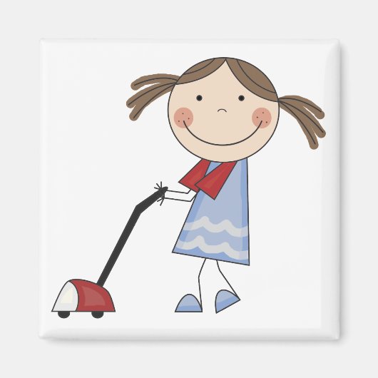 Girl Vacuuming Tshirts und Geschenke Magnet (Vorne)