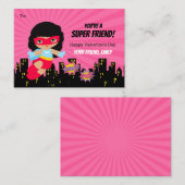Girl Valentine Card - Superheld African American Mitteilungskarte (Vorne/Hinten)