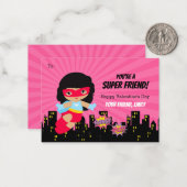 Girl Valentine Card - Superheld African American Mitteilungskarte (Vorderseite/Rückseite Beispiel)