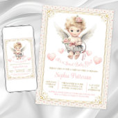 Girl Valentine Cherub Hearts Baby Dusche Einladung