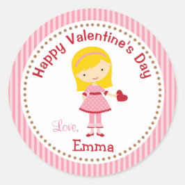 Girl Valentine Stickers (Pink) - Kinder Blonde Haa