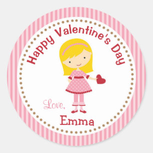 Girl Valentine Stickers (Pink) - Kinder Blonde Haa