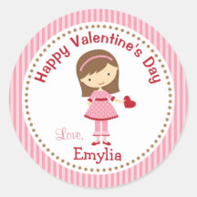Girl Valentine Stickers (Pink) - Kinder Braunes Ha