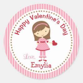 Girl Valentine Stickers (Pink) - Kinder Braunes Ha