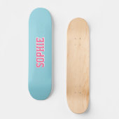 Girl Varsity Pink Skateboard Personalized Name (Vorderseite)