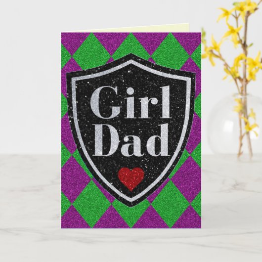 Girl Vater Vatertag Glitzer Card Karte (Gelbe Blume)