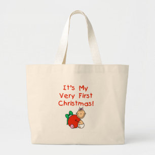 Girl Very First Christmas Tshirts and Gifts Jumbo Stoffbeutel