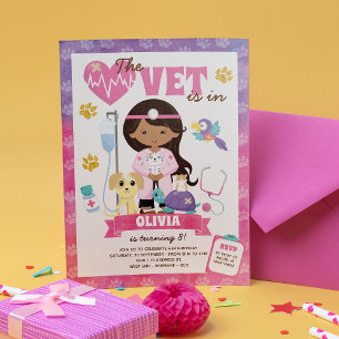 Girl Vet Birthday Party Einladung