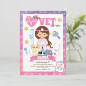 Girl Vet Geburtstagsparty Einladung (Stehend Vorderseite)