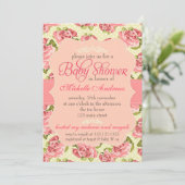 Girl-Vintag Roses-Kinderdusche Einladung (Stehend Vorderseite)