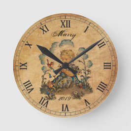 Girl Vintag Runde Wanduhr