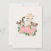 Girl Virtual Baby Dusche | Masked Safari Friends Einladung (Rückseite)