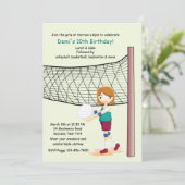 Girl Volleyball Spieler Geburtstagsparty Einladung (Stehend Vorderseite)