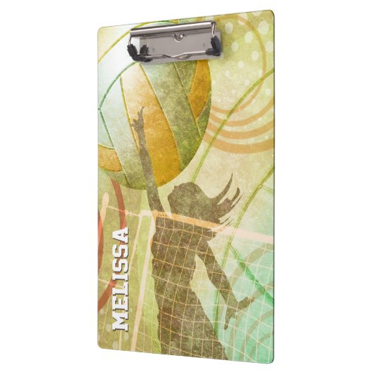 Girl Volleyball-Spieler im Netz Klemmbrett (Links)