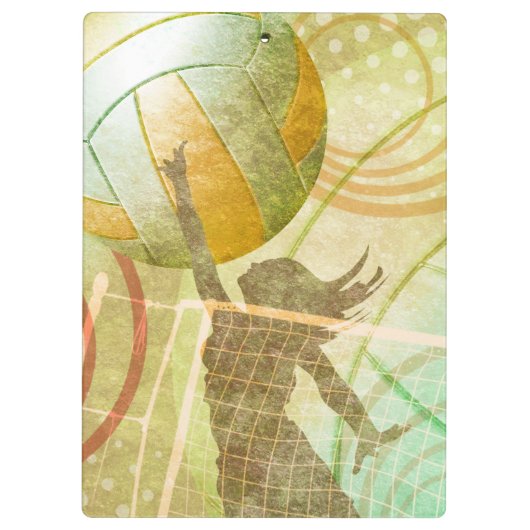 Girl Volleyball-Spieler im Netz Klemmbrett (Rückseite)