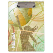 Girl Volleyball-Spieler im Netz Klemmbrett (Vorderseite)