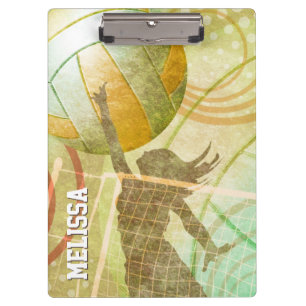 Girl Volleyball-Spieler im Netz Klemmbrett