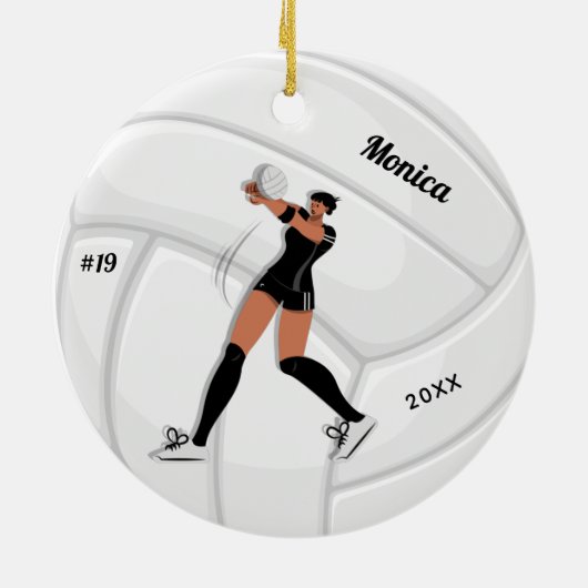 Girl Volleyball Spieler Kid Name Jersey Teamnummer Keramik Ornament (Hinten)