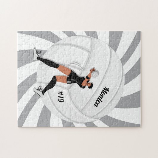 Girl Volleyball Spieler Kid Name Jersey Teamnummer Puzzle (Horizontal)