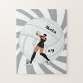 Girl Volleyball Spieler Kid Name Jersey Teamnummer Puzzle (Vertikal)