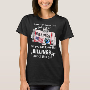 Girl von Billings Boarding Pass Flight Ticket Bi T-Shirt
