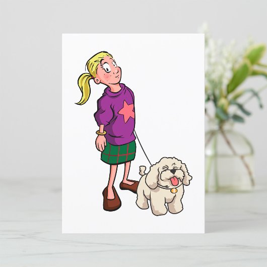 Girl Walking A Dog Einladung