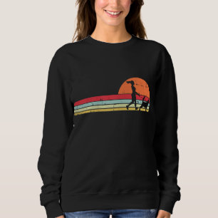 Girl Walking Beagle Retro Animal Pet Hound Dog Wom Sweatshirt