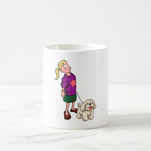 Girl Walking eine Hundekaffee-Tasse Kaffeetasse