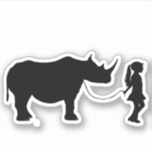 Girl Walking Ihr Haustier Rhino Funny Gag Geschenk Aufkleber (Vorderseite)