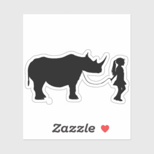 Girl Walking ihr Tier Rhino Funny Gag Geschenk Ide Aufkleber