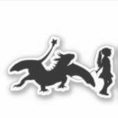 Girl Walking ihren Hausdrachen Funny Gag Geschenk Aufkleber (Vorderseite)