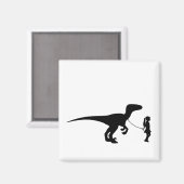 Girl Walking ihren Haustier Dinosaur Funny Gag Ges Magnet (Vorderseite/Rückseite)