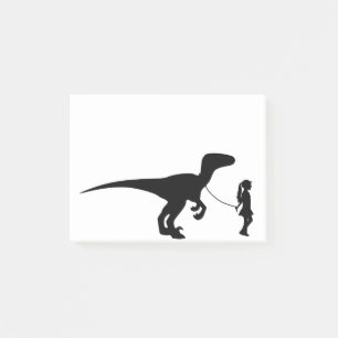 Girl Walking ihren Haustier Dinosaur Funny Gag Ges Post-it Klebezettel